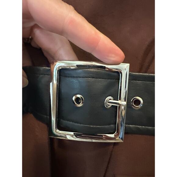 WeWoreWhat NWT Rib Sleeve Brown & Black Belted Blazer Size Small - Picture 6 of 12